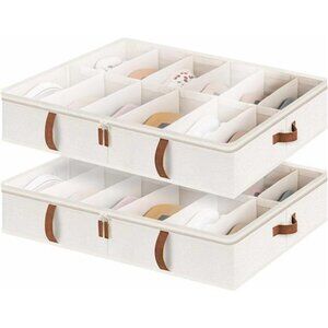 Under Bed Shoe Organizer for Closet, 2-Pack Ultra-thick Fabric Shoe Storage